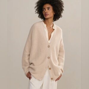 Jenni Kayne Cashmere Cocoon Oversized 100% Cashmere Cardigan Oatmeal Large